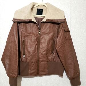 THERAPY  Brown Faux Leather Jacket with Shearling Collar...SIZE:1X